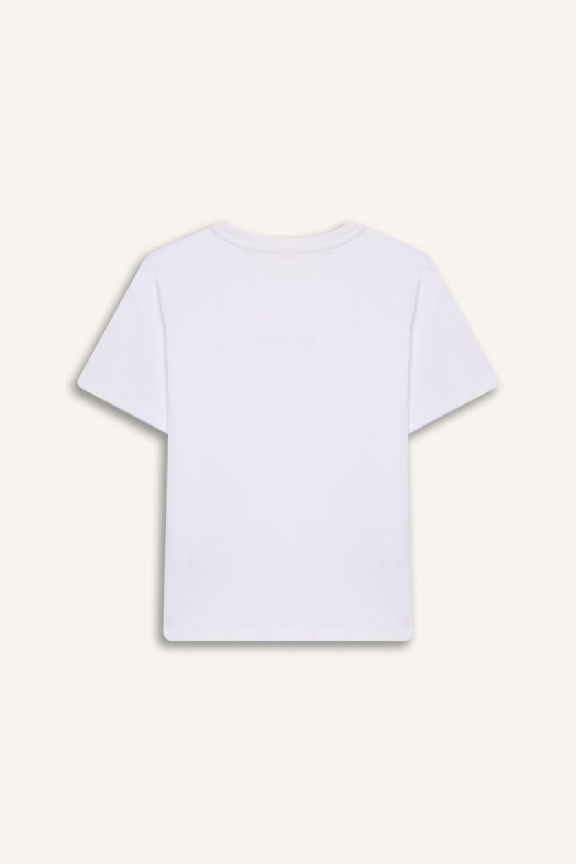 BOYS & TEENS White Boy Crew Neck Printed Short Sleeve T-Shirt