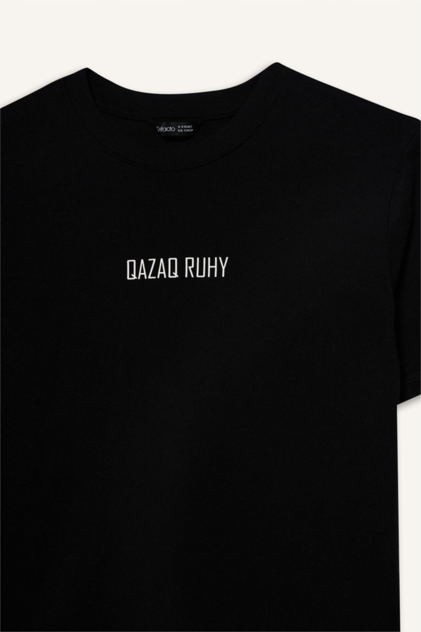 Boys & Teens Black Boy Crew Neck Printed Short Sleeve T-Shirt