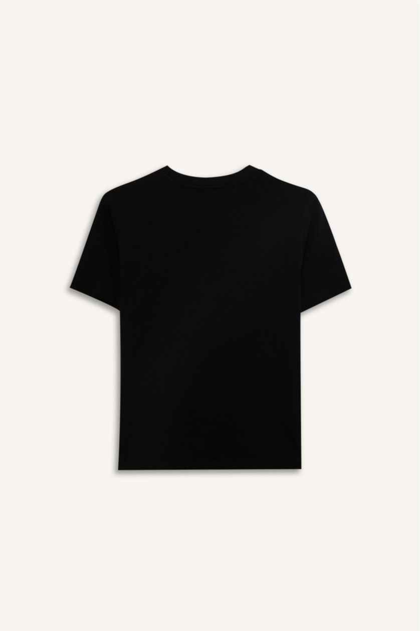 Boys & Teens Black Boy Crew Neck Printed Short Sleeve T-Shirt