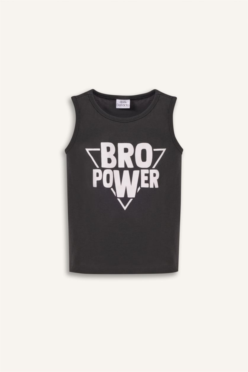 Erkek Bebek Antrasit Bisiklet Yaka Baskılı Atlet Erkek Bebek