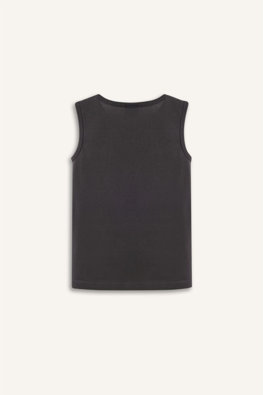 Erkek Bebek Antrasit Bisiklet Yaka Baskılı Atlet Erkek Bebek