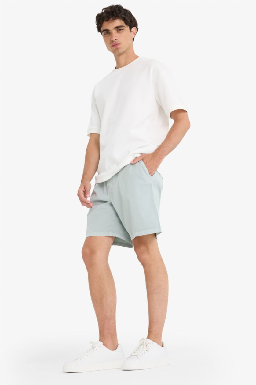 Erkek Açık Mavi Relax Fit Gabardin Bermuda Şort