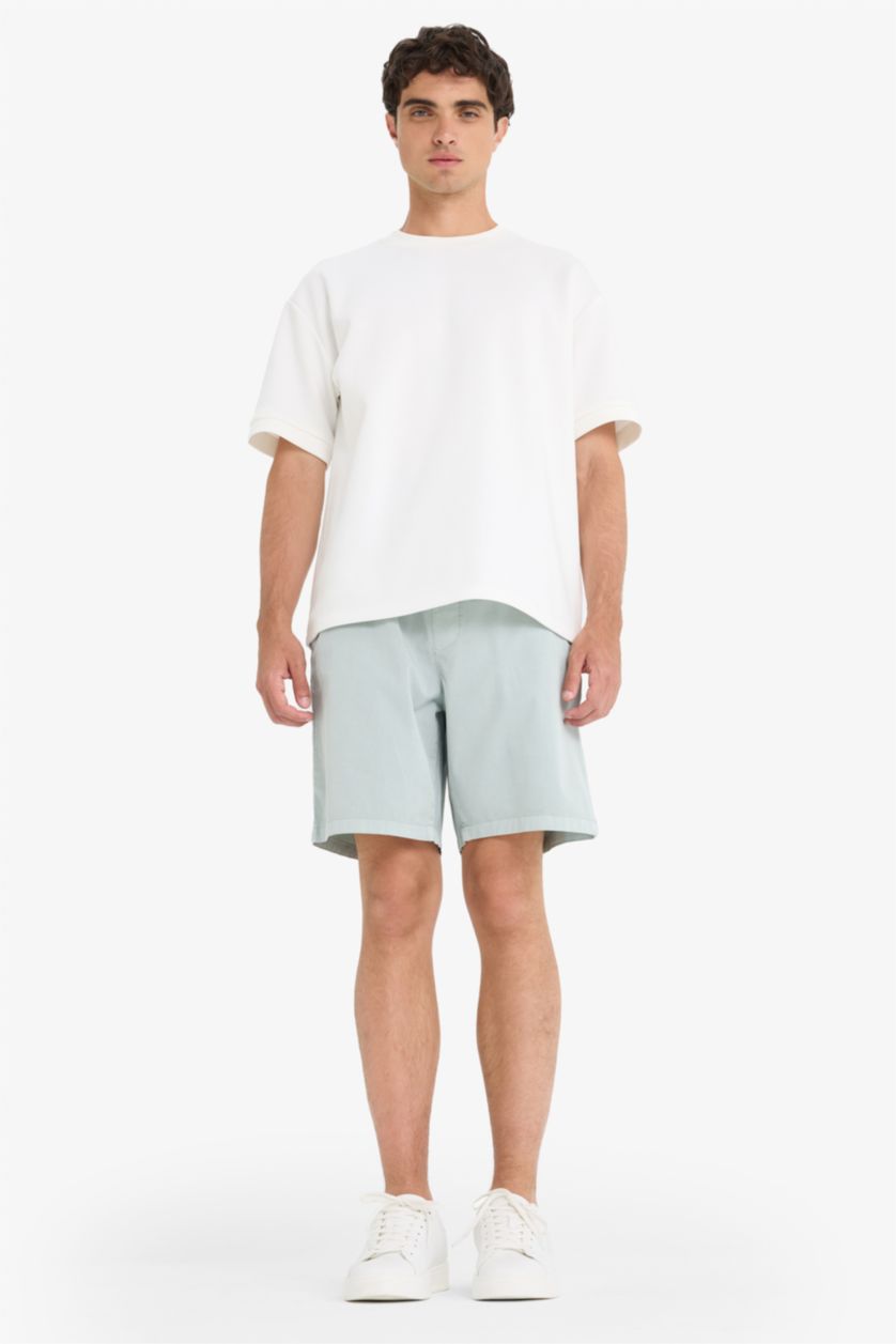 Erkek Açık Mavi Relax Fit Gabardin Bermuda Şort