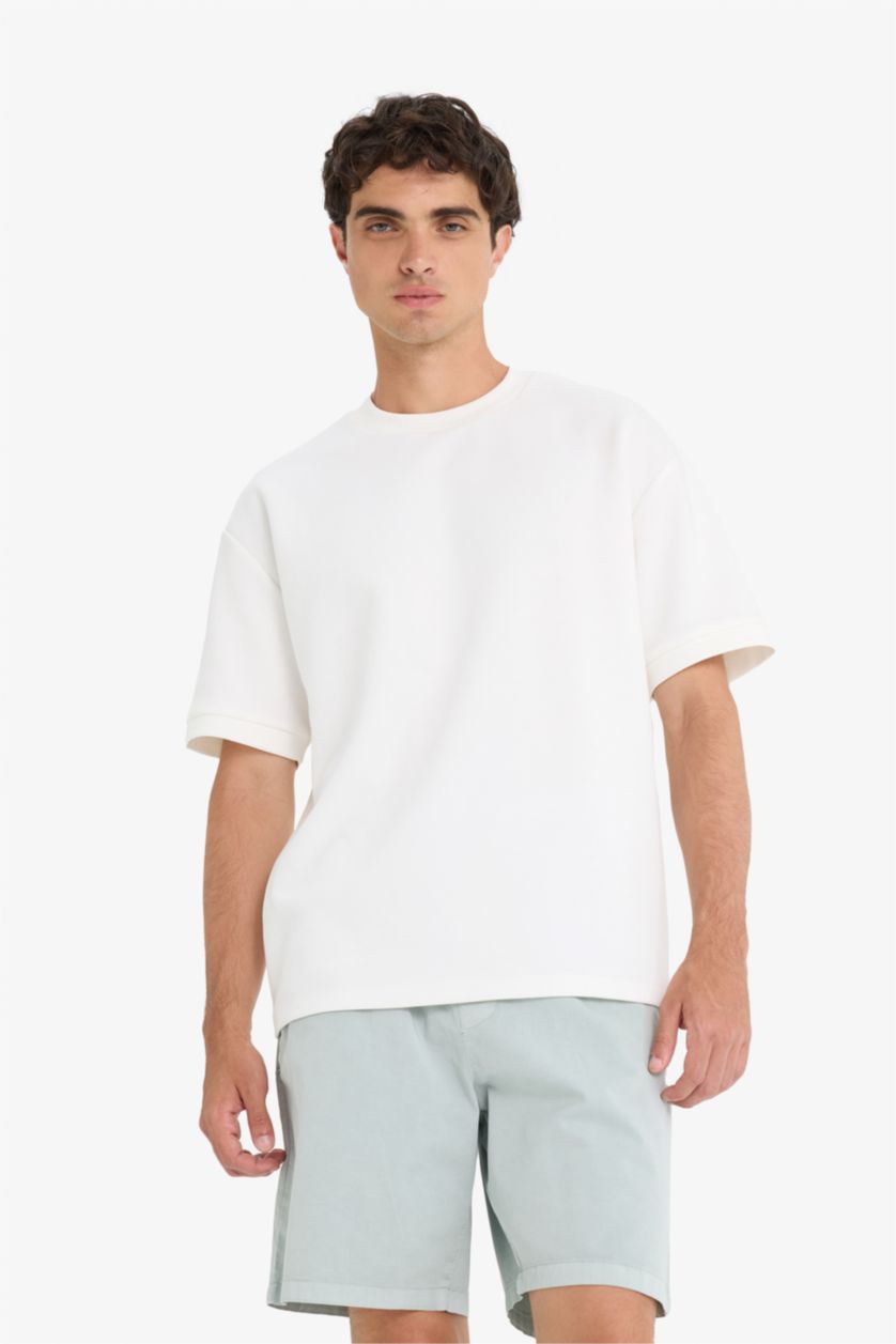 Erkek Açık Mavi Relax Fit Gabardin Bermuda Şort