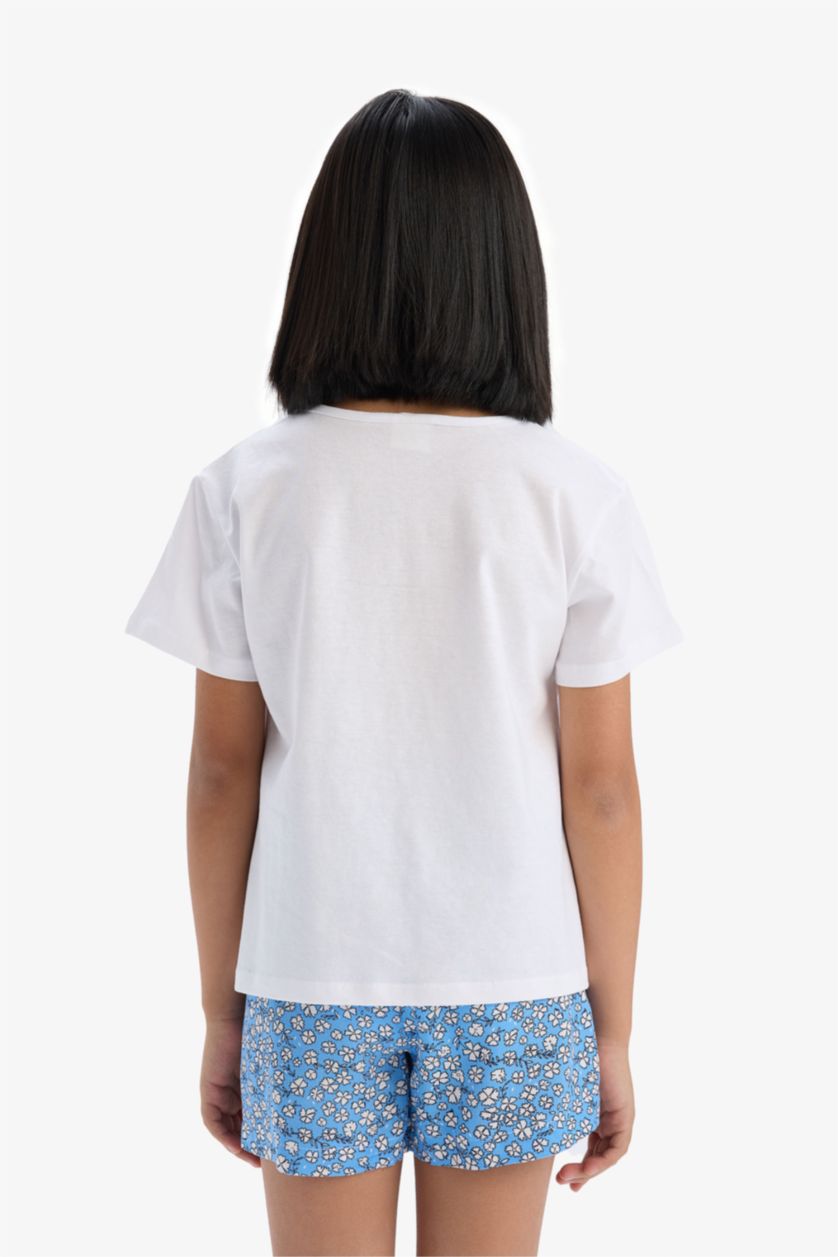 GIRLS & TEENS White Girl T-Shirt and Floral Skort 2 Piece Set