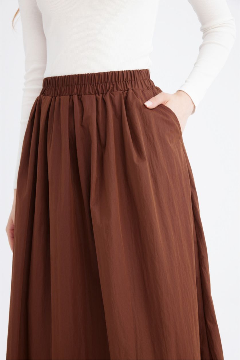 FEMME Marron Jupe Parachute longue à taille élastique