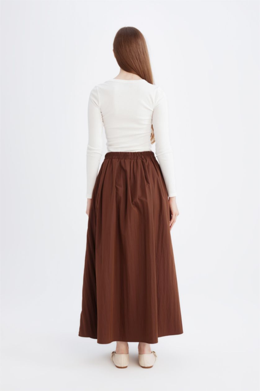 FEMME Marron Jupe Parachute longue à taille élastique