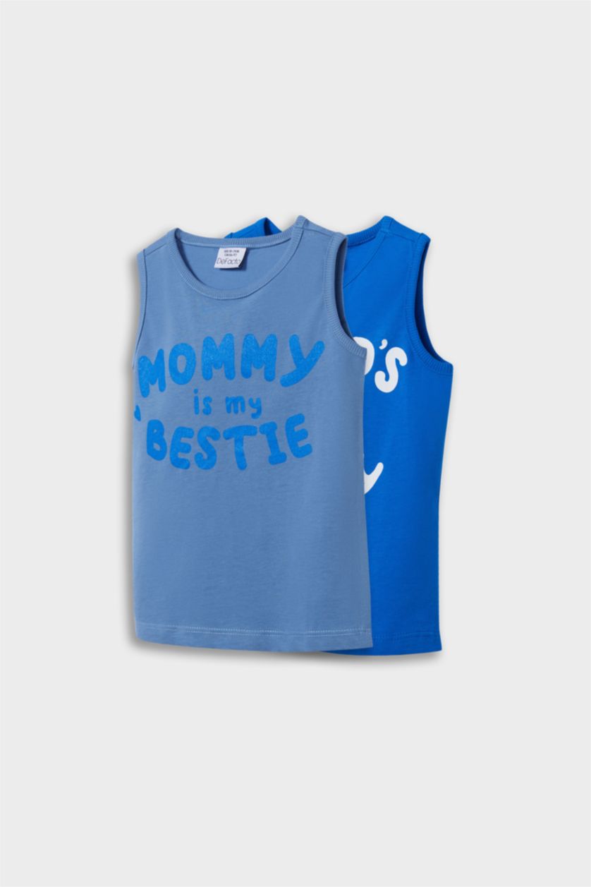 Baby Boy Sax Baby Boy Crew Neck Slogan Printed 2 Piece Tank Top