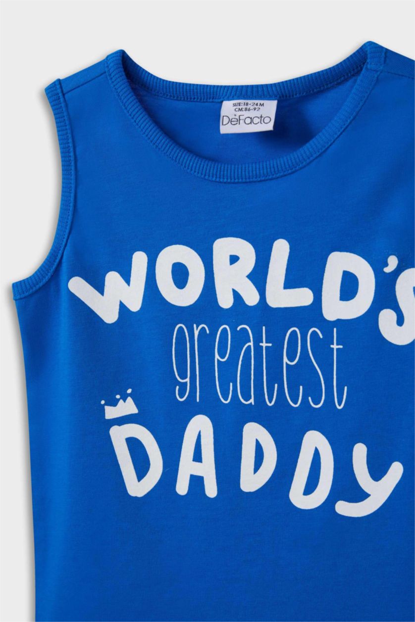 Baby Boy Sax Baby Boy Crew Neck Slogan Printed 2 Piece Tank Top
