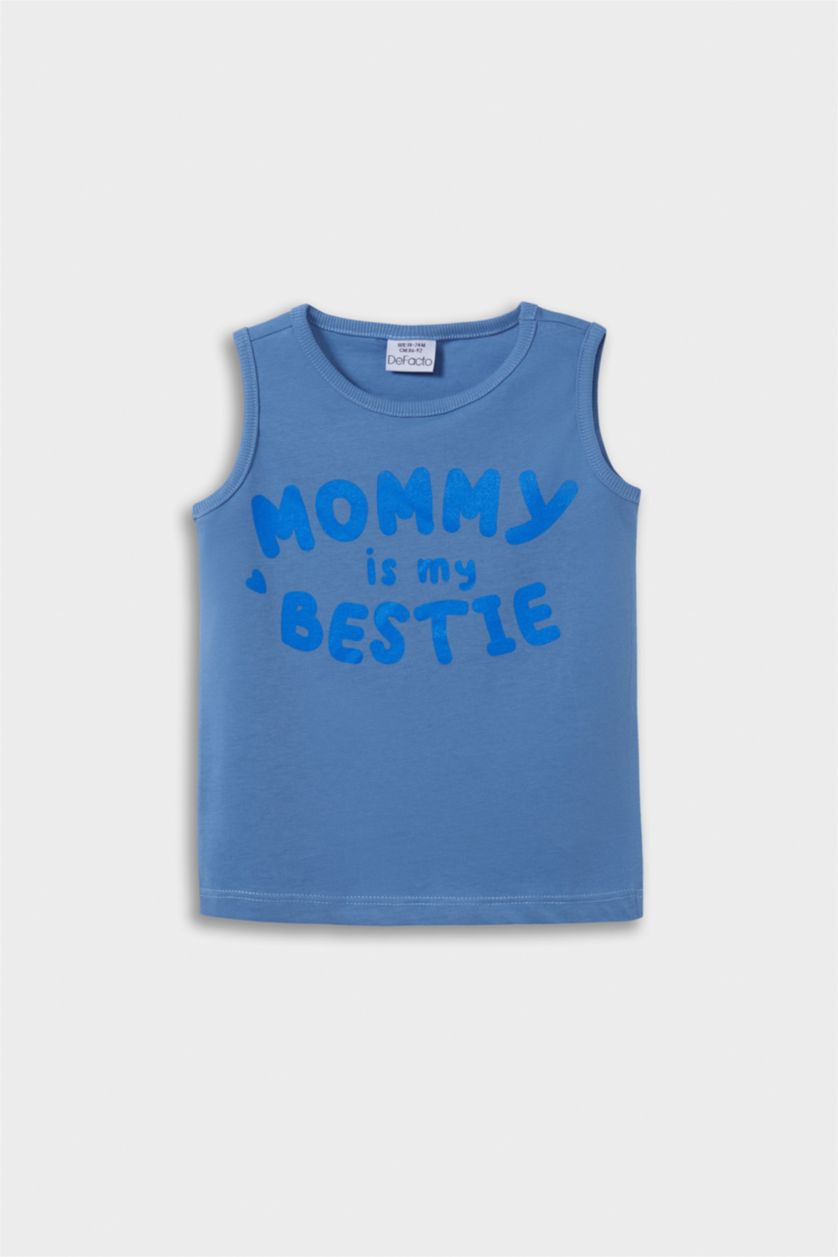 Baby Boy Sax Baby Boy Crew Neck Slogan Printed 2 Piece Tank Top