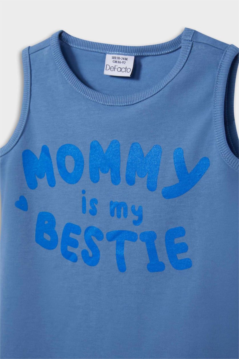 Baby Boy Sax Baby Boy Crew Neck Slogan Printed 2 Piece Tank Top