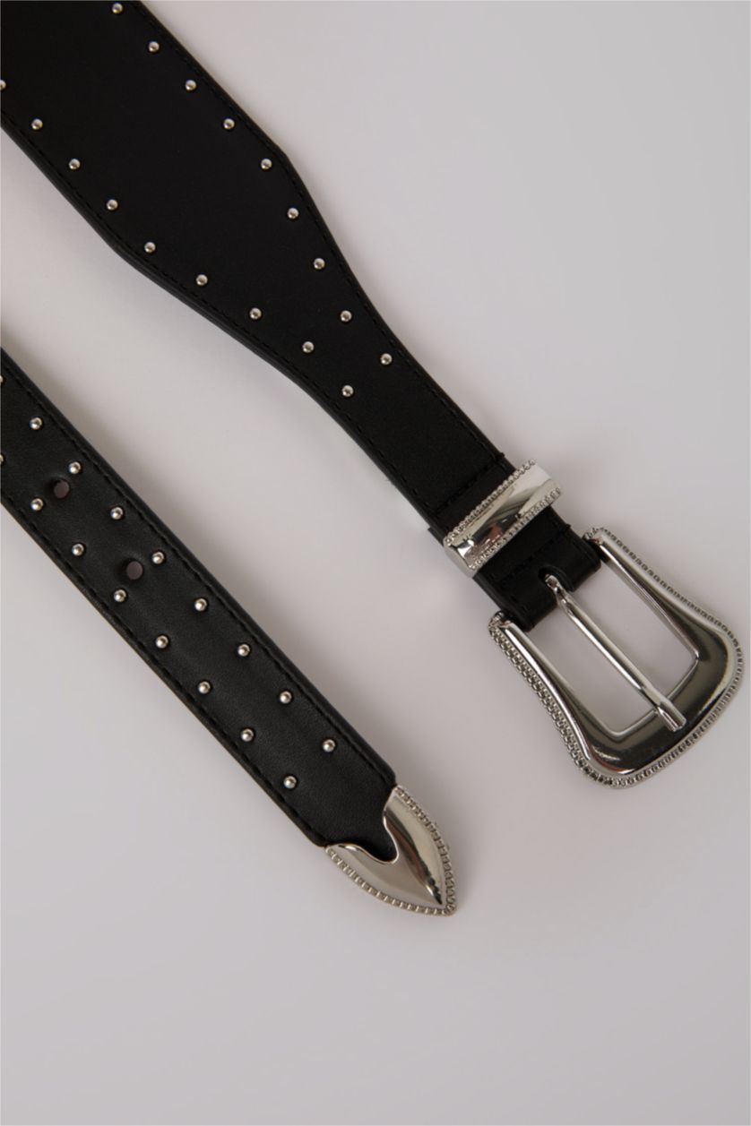 نساء أسود حزام نسائي جلد صناعي