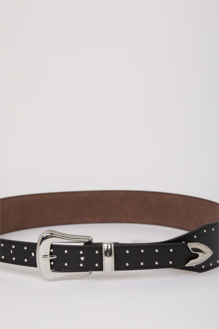 نساء أسود حزام نسائي جلد صناعي