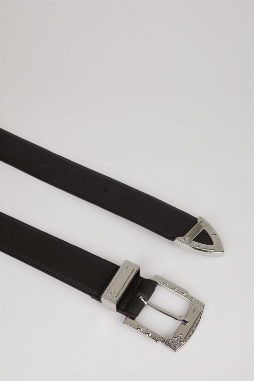 Kadın Siyah Kadın Suni Deri Jean Kemeri