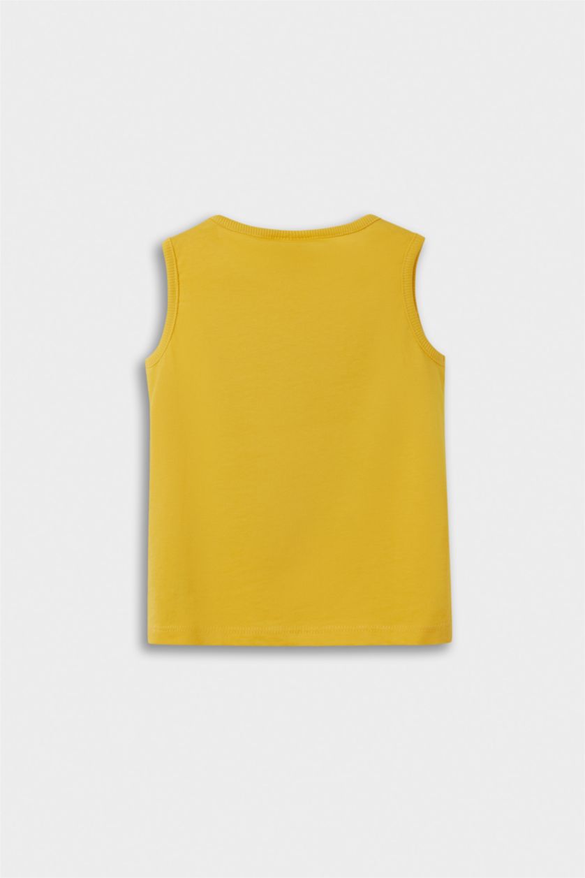 طفل صغير أصفر تيشيرت كت بيبي ولادي قصة عادية بطبعة نخيل