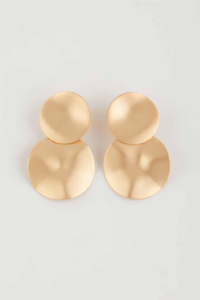 Women Altın Woman Plate Matte Gold Earrings