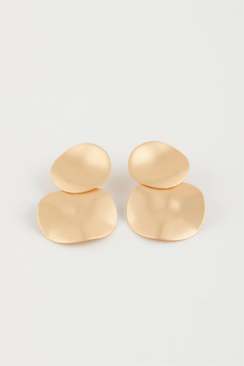 Women Altın Woman Plate Matte Gold Earrings