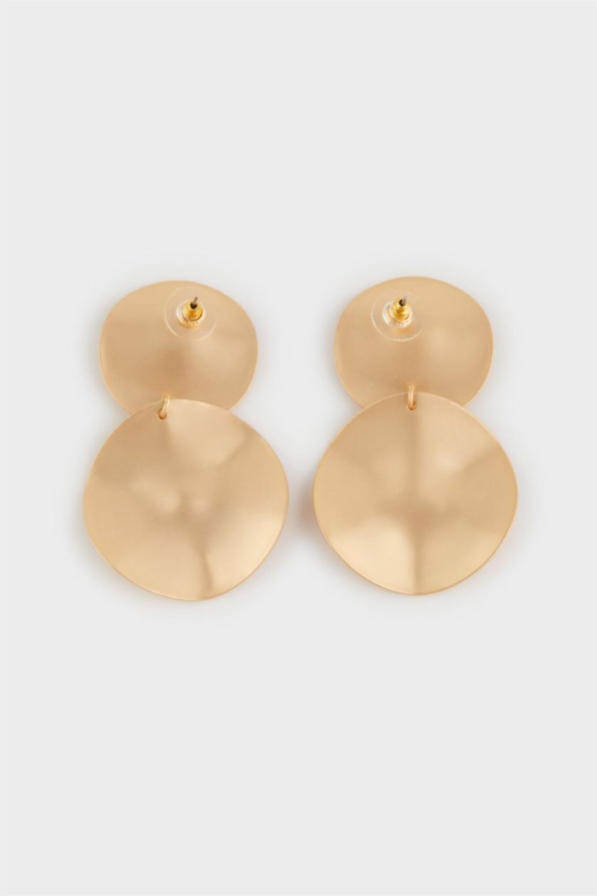 Women Altın Woman Plate Matte Gold Earrings