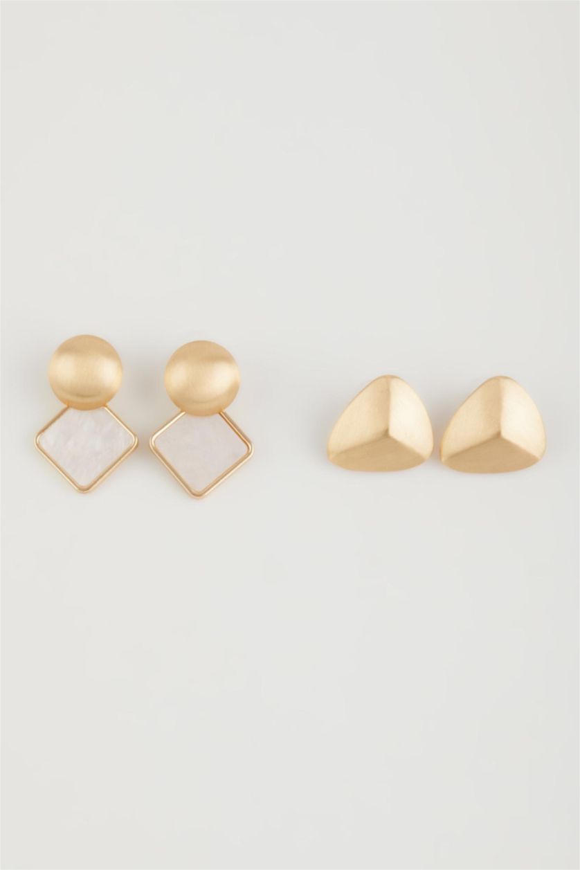 Kadın Altın Kadın 2'li Mat Gold Küpe