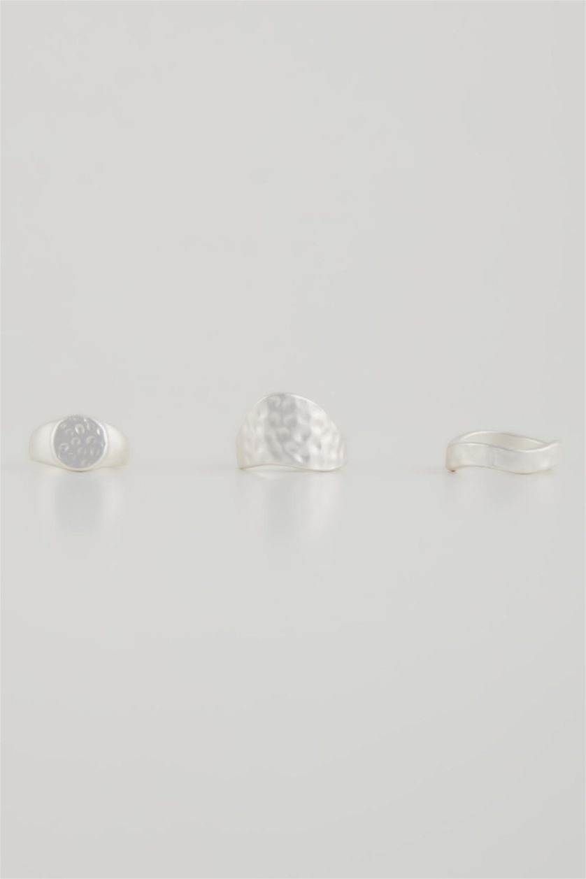 Kadın Gümüş Kadın 3'lü Mat Silver Yüzük