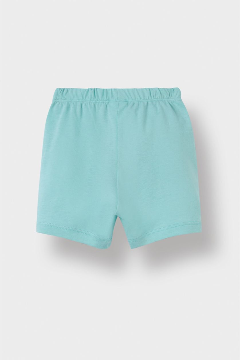 Erkek Bebek Ekru 2'li Takım Baskılı Atlet Beli Lastikli Şort Erkek Bebek