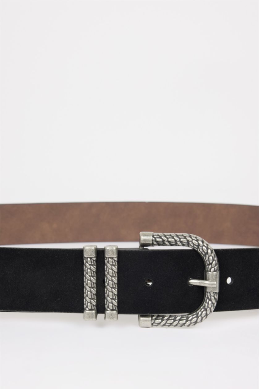 Kadın Siyah Kadın Suni Deri Jean Kemeri