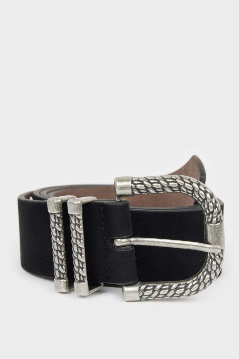 Kadın Siyah Kadın Suni Deri Jean Kemeri