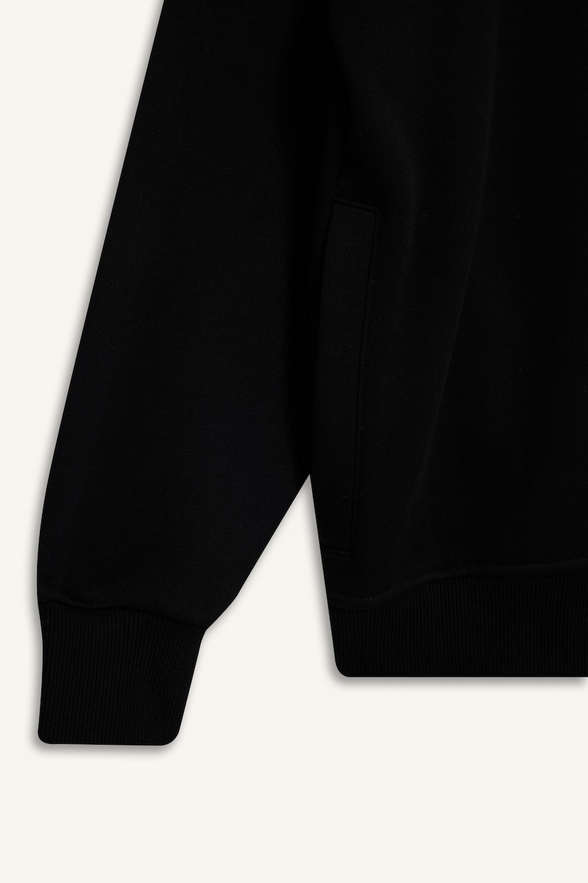 Erkek Siyah Boxy Fit Baskılı Sweatshirt