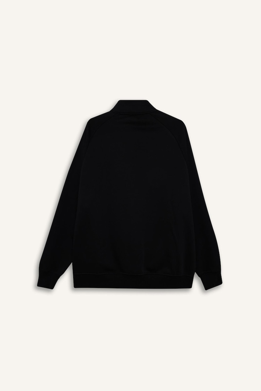 Erkek Siyah Boxy Fit Baskılı Sweatshirt
