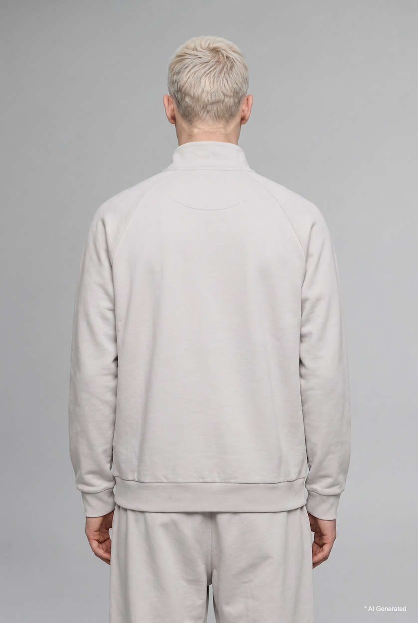 Erkek Taş Boxy Fit Baskılı Sweatshirt Hırka