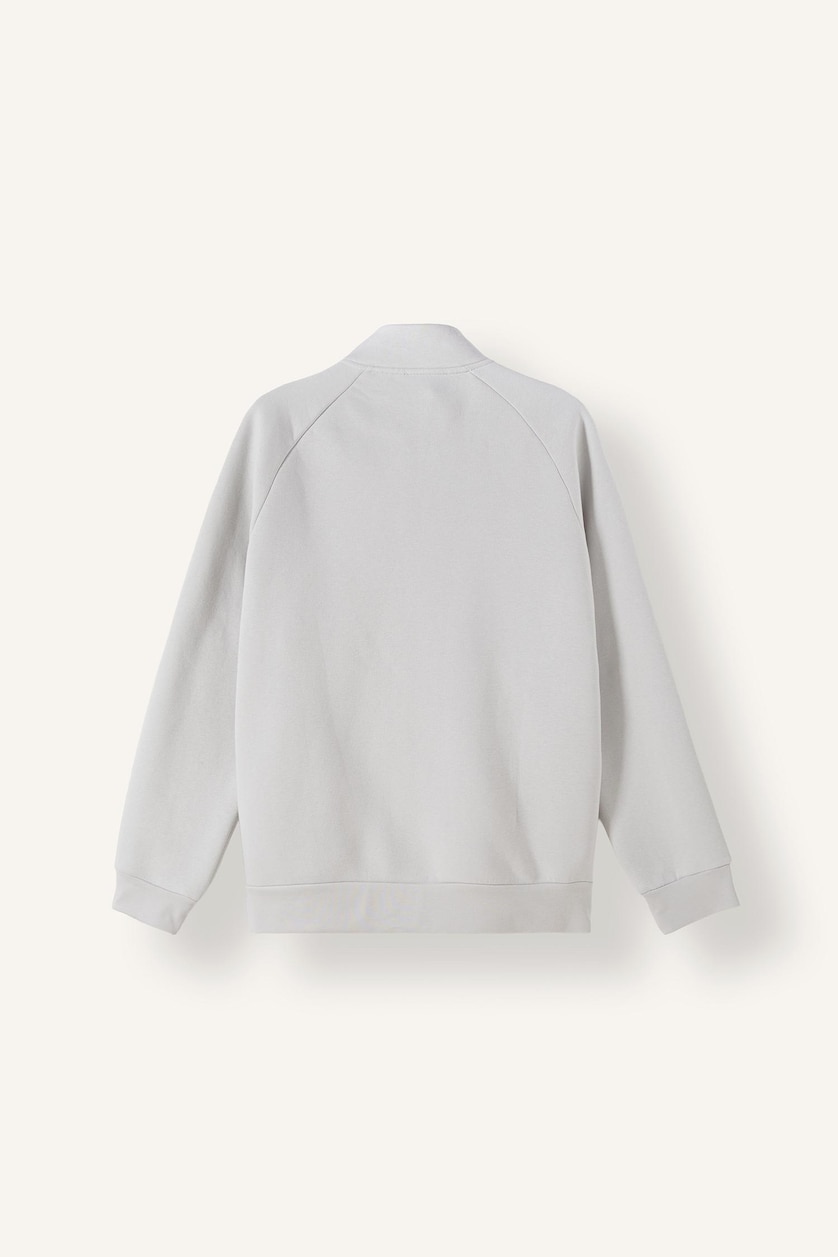 Erkek Taş Boxy Fit Baskılı Sweatshirt Hırka