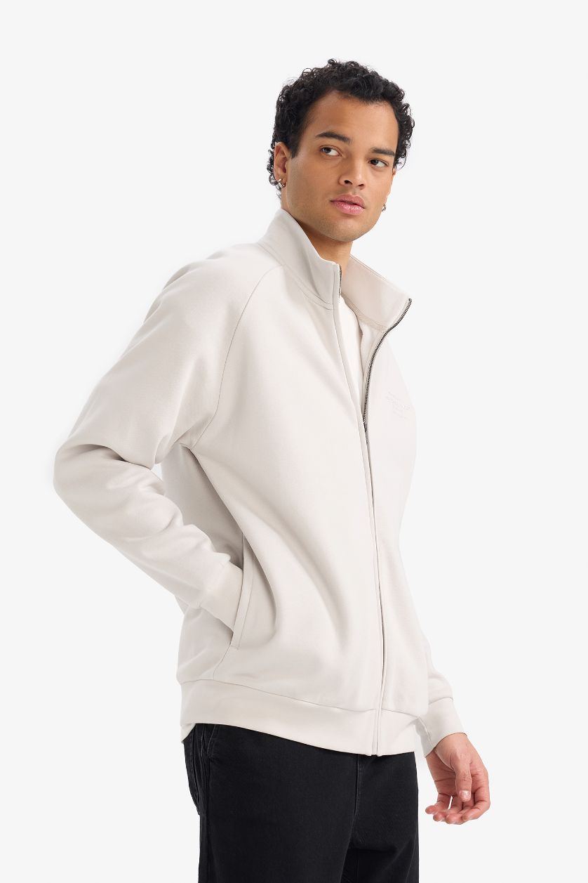 MAN Stone Boxy Fit Soft Fleece Lined Zip Up Sweatshirt