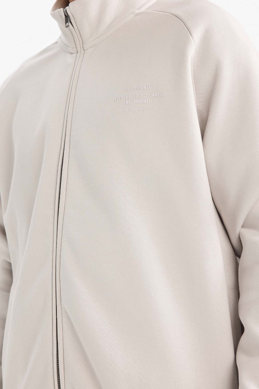 MAN Stone Boxy Fit Soft Fleece Lined Zip Up Sweatshirt