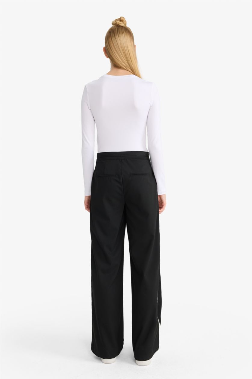 WOMAN Black Wide Leg Normal Waist Trousers