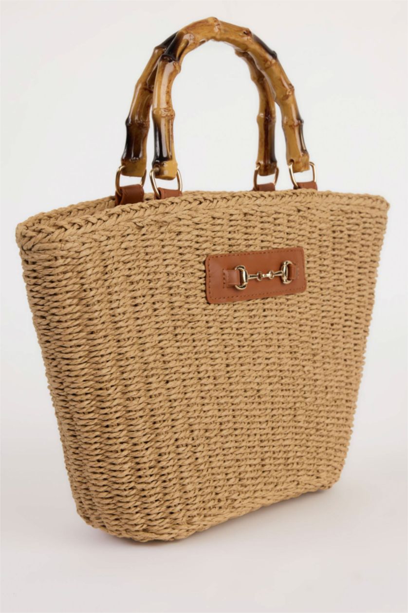 Kadın Açık Kum Kadın Hasır Omuz Çantası