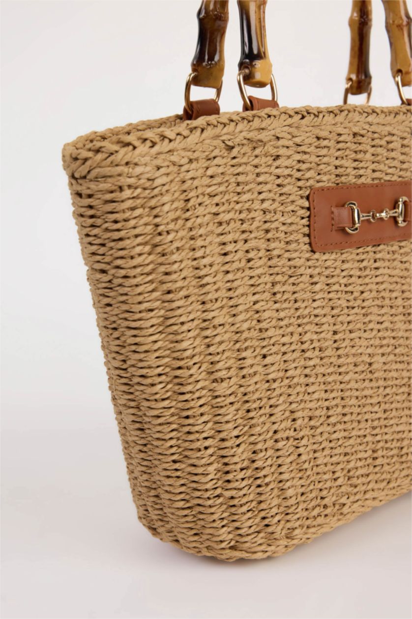 Kadın Açık Kum Kadın Hasır Omuz Çantası