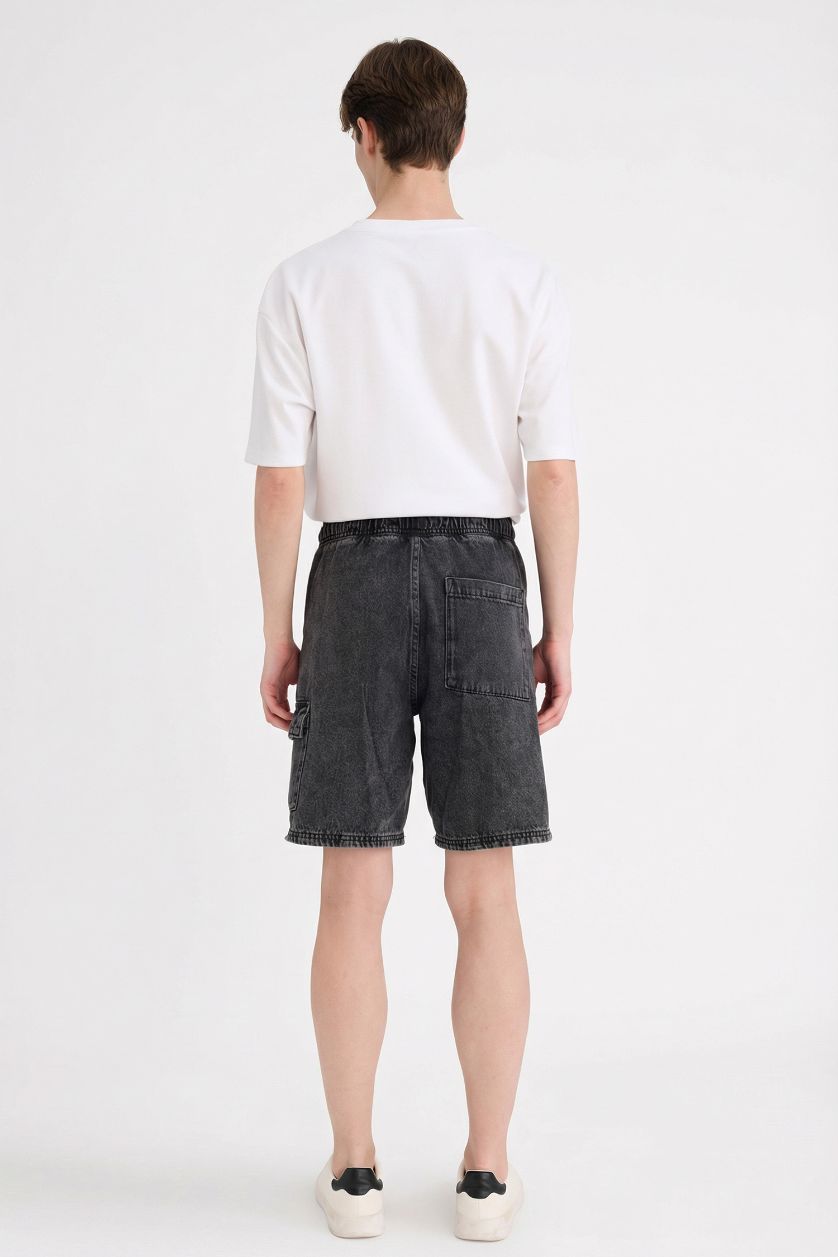 Man Anthracite Loose Fit Denim Bermuda Shorts