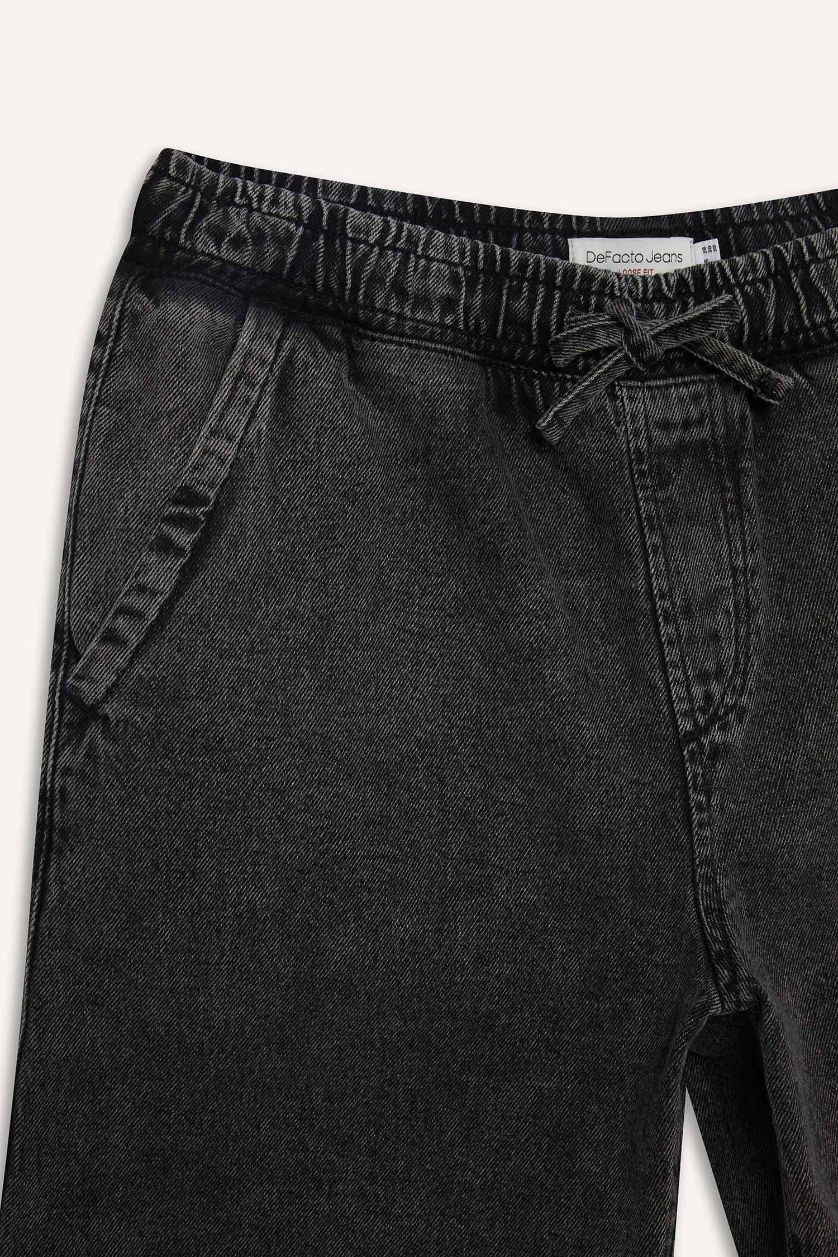 Man Anthracite Loose Fit Denim Bermuda Shorts