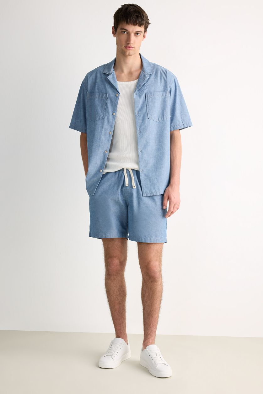 MAN Blue Cotton Relax Fit Denim Shirt