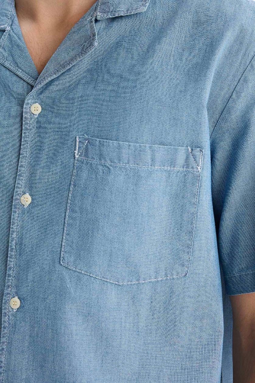 MAN Blue Cotton Relax Fit Denim Shirt