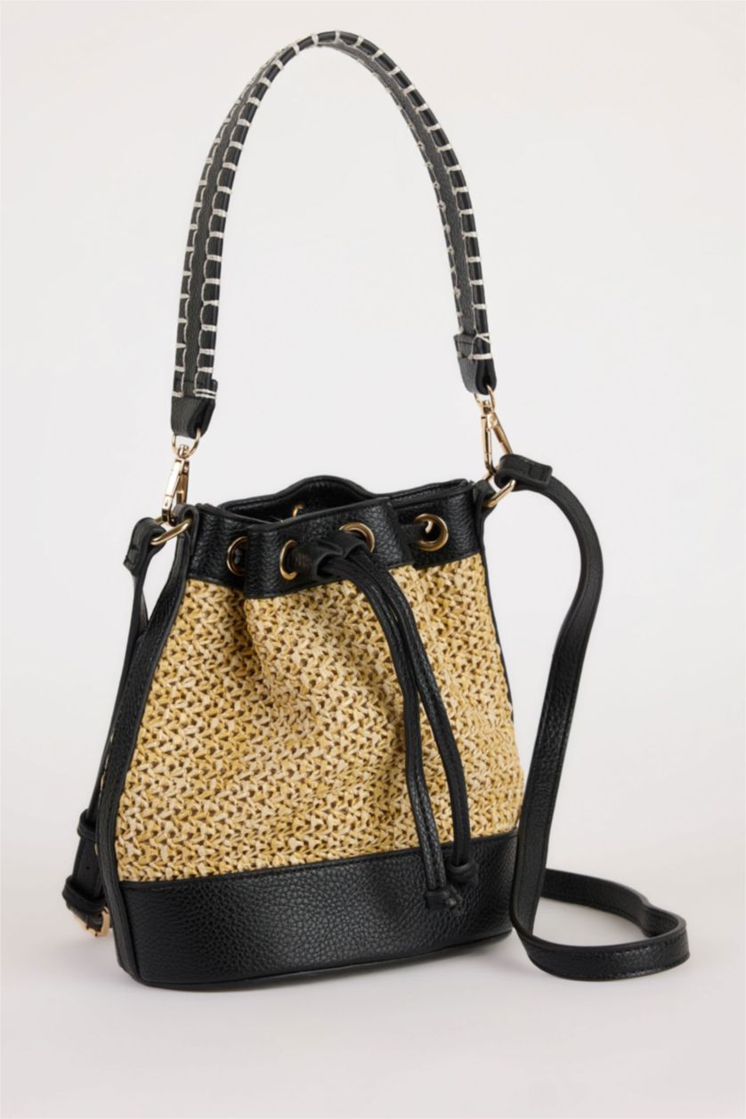 Woman Light Sand Woman Straw Shoulder Bag