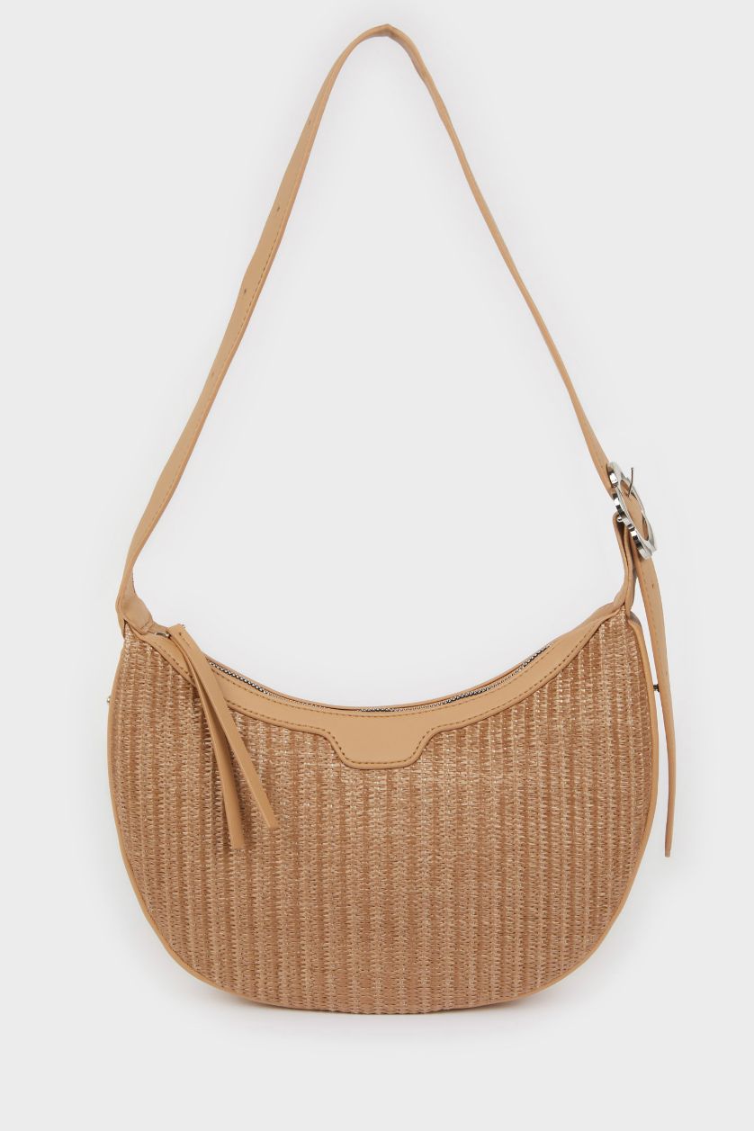 نساء رملي غامق شنطة كتف قش