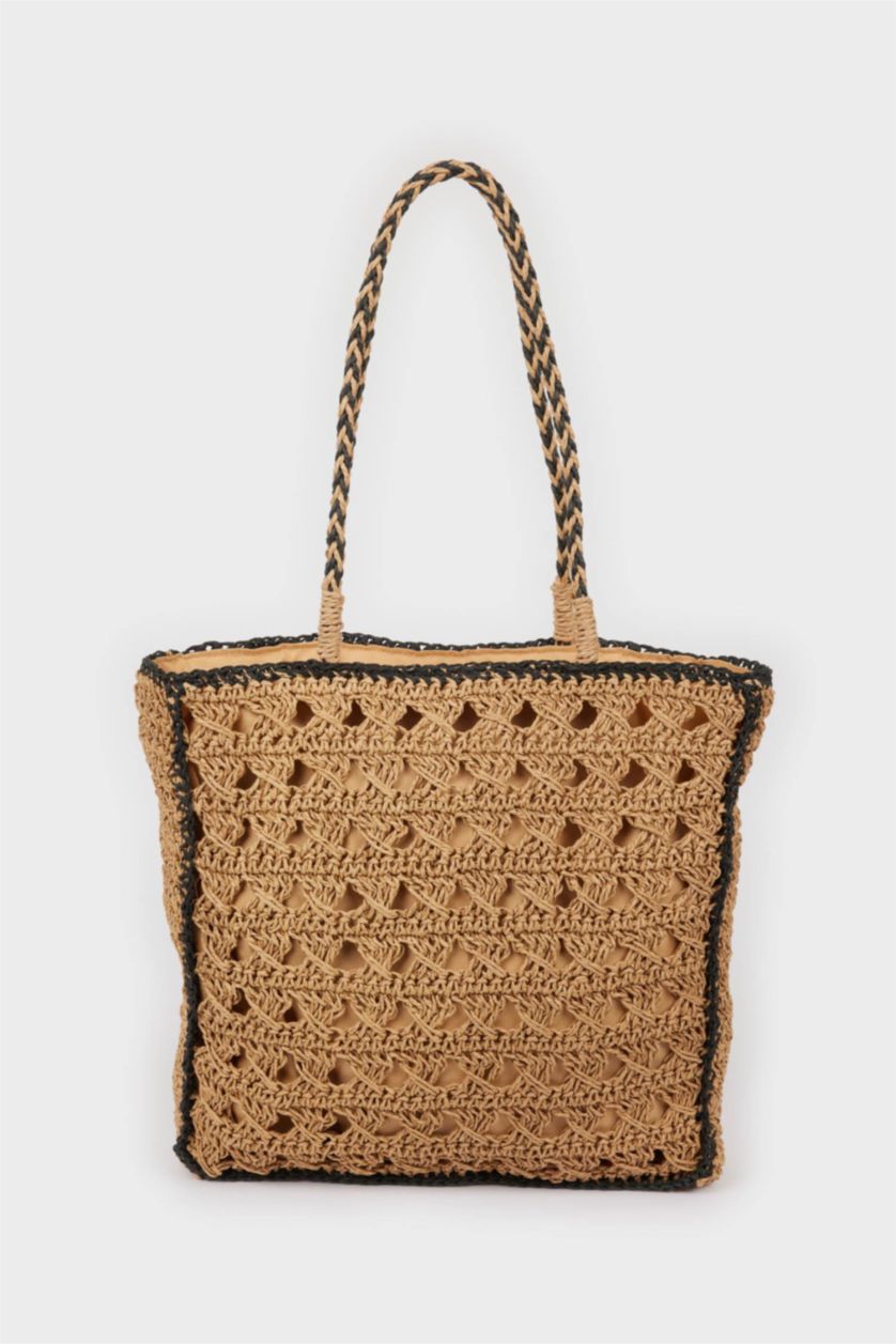 Women Light Sand Wicker Shoulder bag