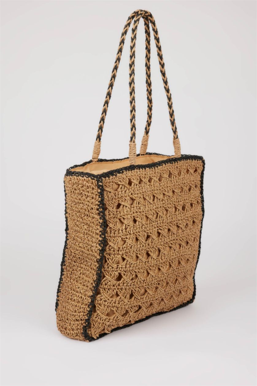 Women Light Sand Wicker Shoulder bag