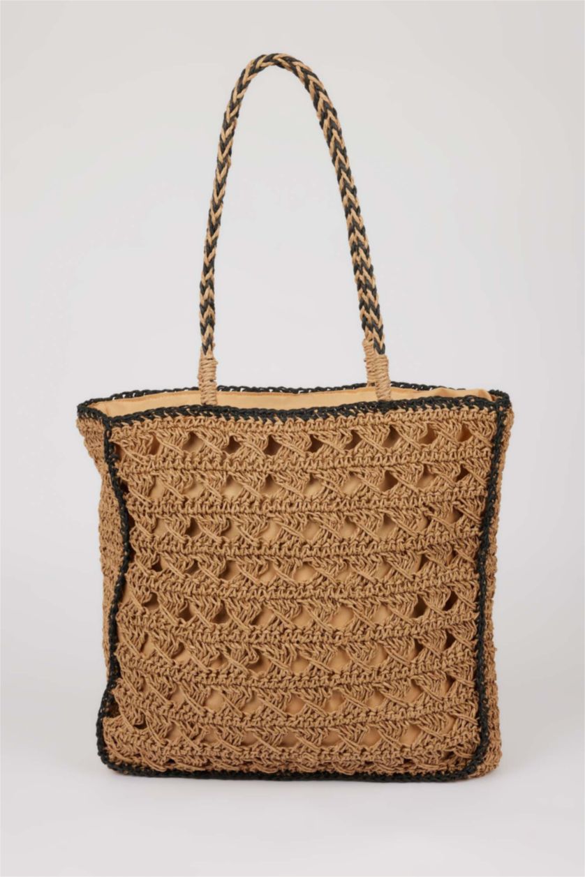 Women Light Sand Wicker Shoulder bag