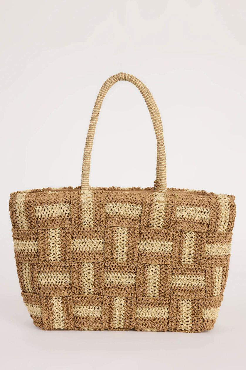 Kadın Açık Kum Kadın Hasır Omuz Çantası