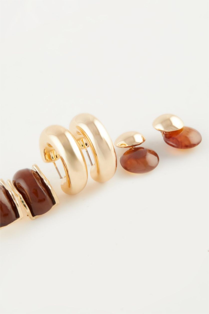 Kadın Karma Kadın 3'lü Gold Küpe