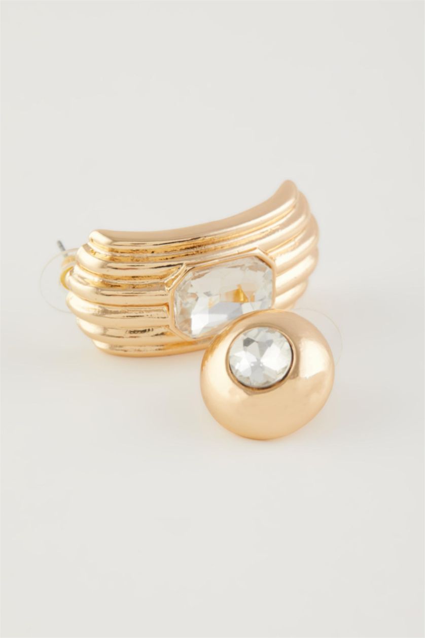 Kadın Altın Kadın 2'li Taşlı Gold Küpe