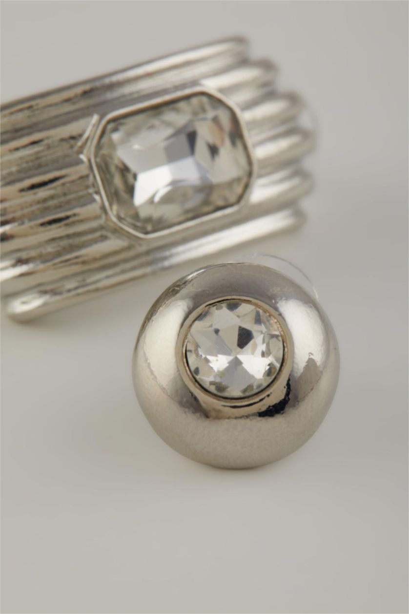 Woman Gümüş Woman 2 Piece Stone Silver Earrings