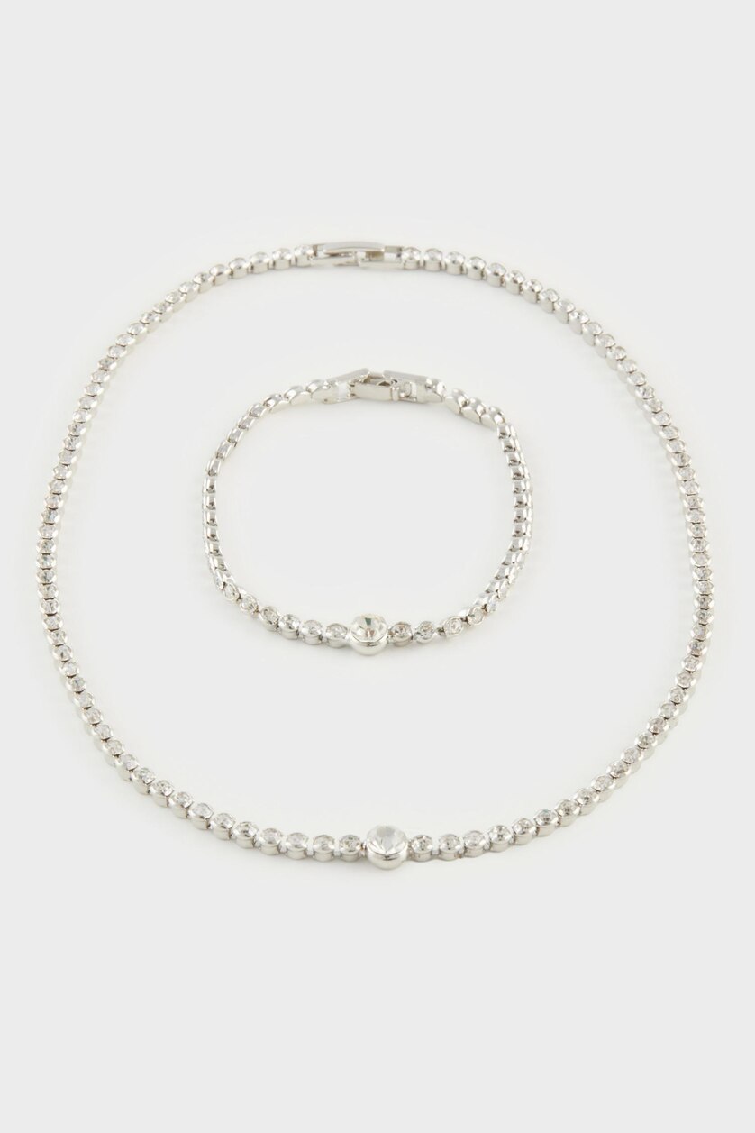 Kadın Gümüş Kadın Silver Su Yolu Kolye Bileklik Set